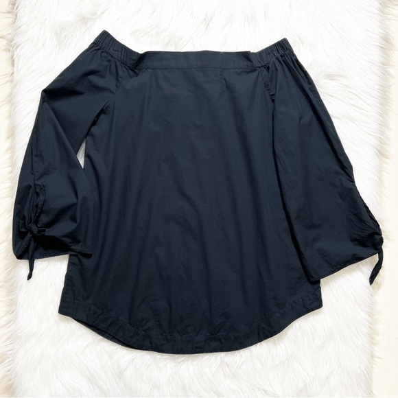 Free People Tie Sleeve Off The Shoulder Strapless Navy Blue Top - Picture 10 of 13